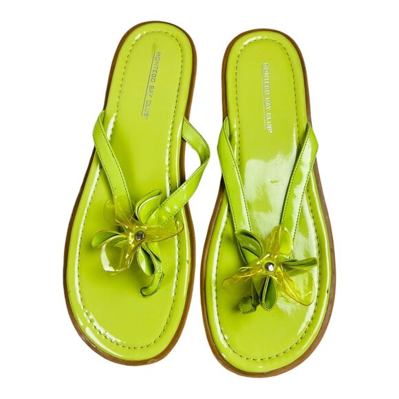 Montego Bay Club Green Summer Beach Retro Slip On Jellies Jelly Sandal Size 9.5 - Picture 1 of 3